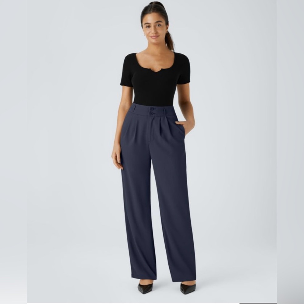 HALARA Navy Wide Leg Pants